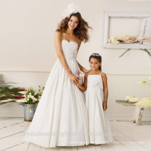 Enfants de 2 à 12 ans à la mode Fête de bébé Robe de soirée en satin blanc Robes motif Enfants Fête Wear LF02